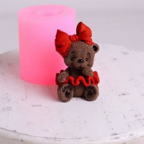 Silikonform Teddy mit Schleife 30124