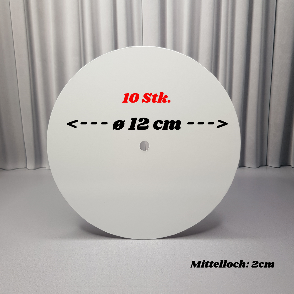 Cake Board Card ø 12 cm, 3 mm, Mittelloch, weiß 1 Stück