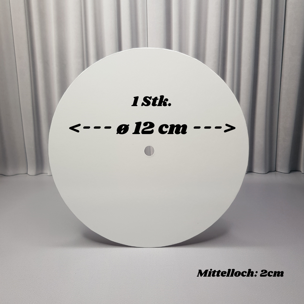 Cake Board Card ø 12 cm, 3 mm, Mittelloch, weiß 1 Stück