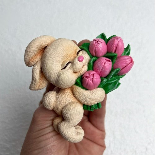 Silikonform Hase mit Blumen 30131