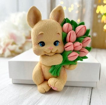 Silikonform Hase mit Blumenstrauß 30132