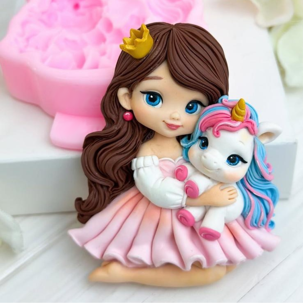 Silikonform Prinzessin mit Einhorn 2D 30274
