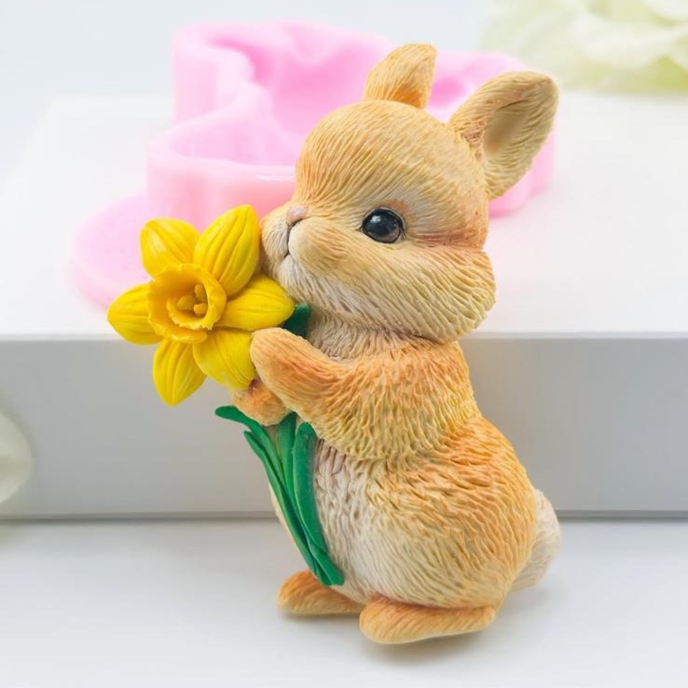 Silikonform Hase mit Narzisse 2D 30278