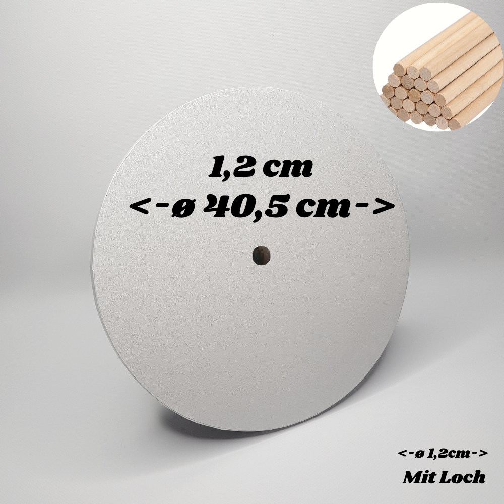 Tortenplatte ø 40.5 cm, 1.2cm, weiß, mit Mittelloch, 1 Stück