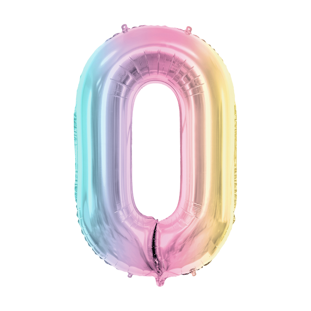 Folienballon Zahl ''0'', 86 cm Regenbogen