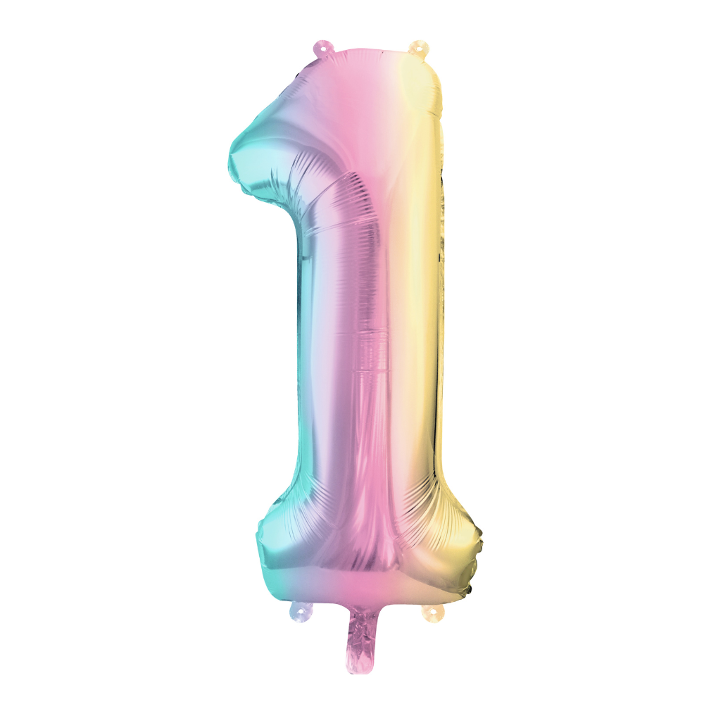 Folienballon Zahl ''1'', 86 cm Regenbogen