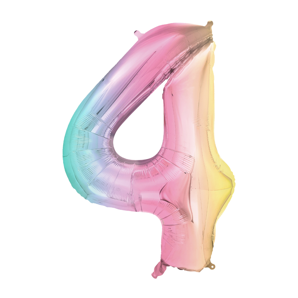Folienballon Zahl ''4'', 86 cm Regenbogen