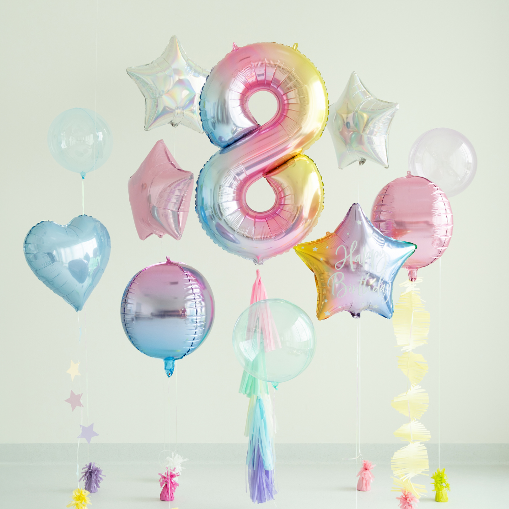 Folienballon Zahl ''8'', 86 cm Regenbogen
