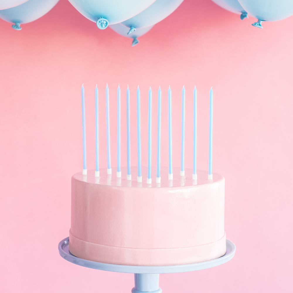 TOP Angebot! Geburtstagskerzen, glatt, Hellblau, 14cm - 12 Stk.