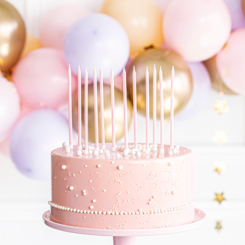 TOP Angebot! Geburtstagskerzen, glatt, Hellrosa, 14cm - 12 Stk.