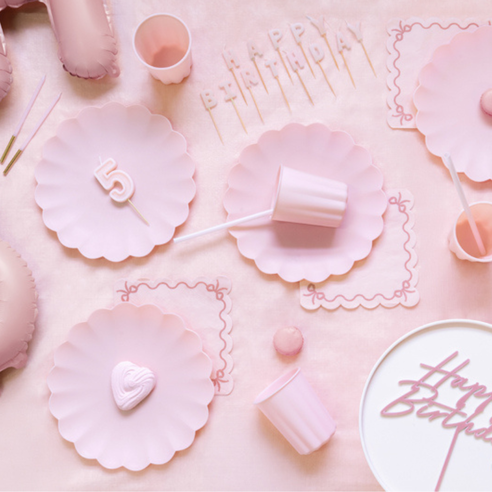 Geburtstagskerzen, glatt, Rosa, 14cm - 12Stk.