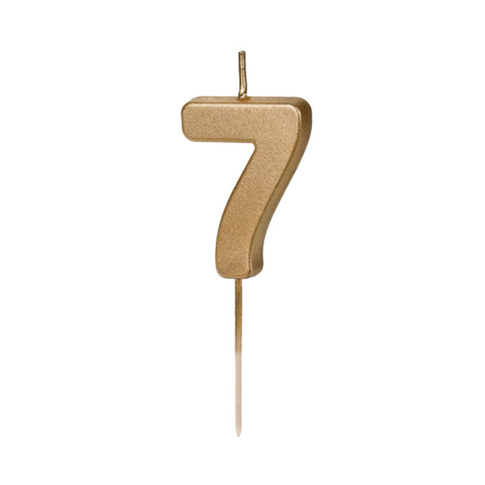 Geburtstagskerze Ziffer 7, 4.5 cm, Gold - 1Stk.