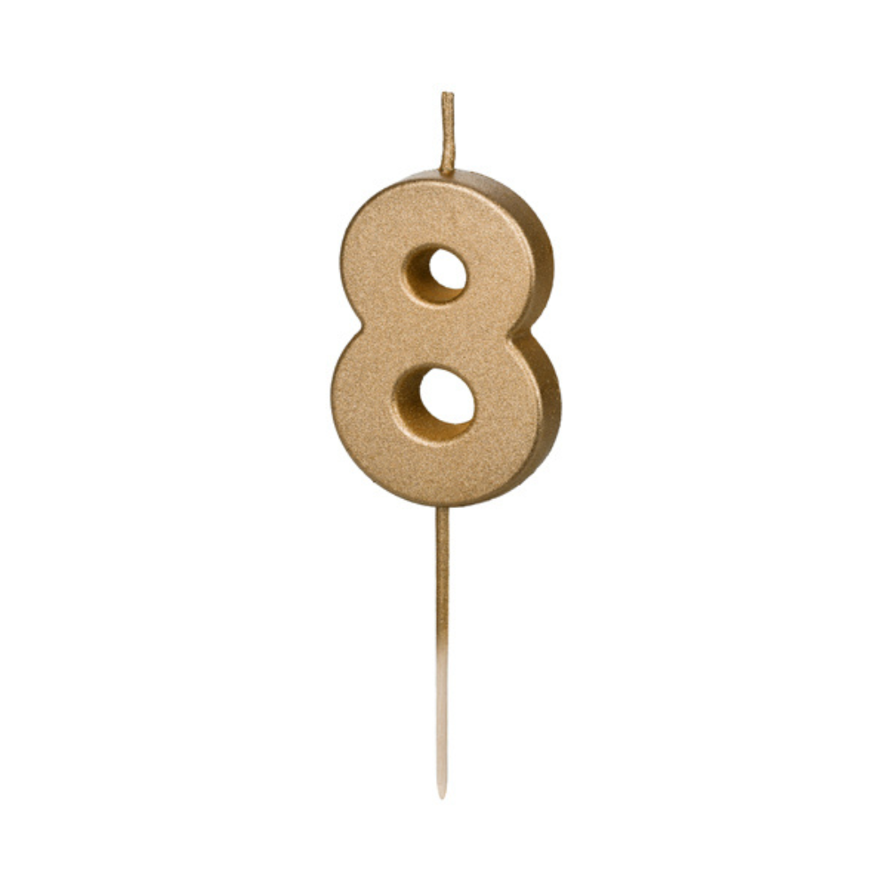 Geburtstagskerze Ziffer 8, 4.5 cm, Gold - 1Stk.