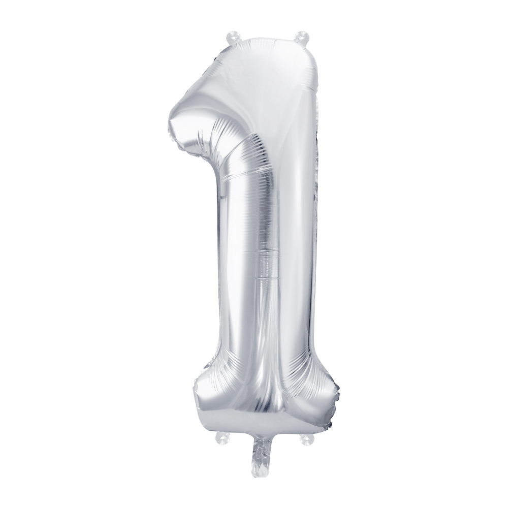Folienballon Zahl ''1'', 86 cm Silber