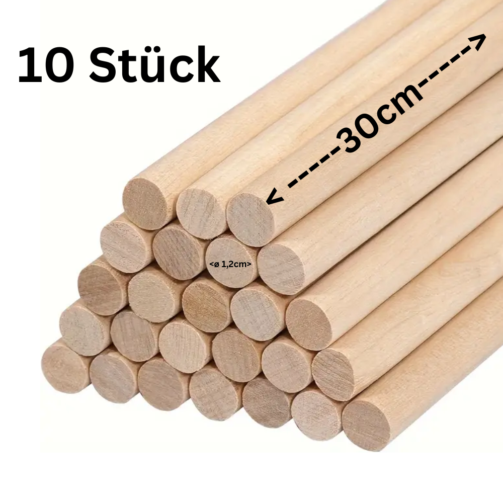 Tortenstützen Holz 30 cm Länge - 1,2 cm - 10stk.