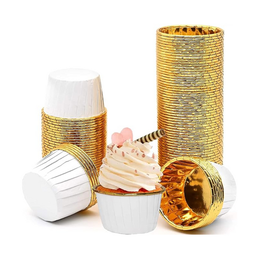 Weiß/GOLD Cupcake / Muffin Backförmchen 50stk.