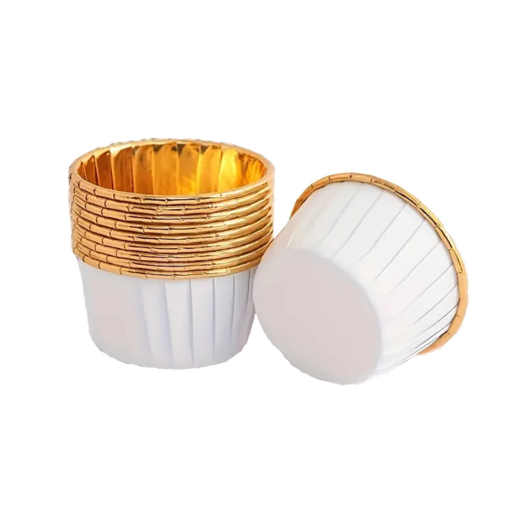 Weiß/GOLD Cupcake / Muffin Backförmchen 50stk.