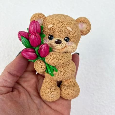 Silikonform Teddy mit Blumen 30176