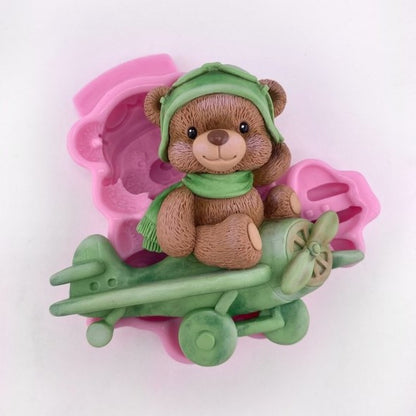 Silikonform Teddy im Flugzeug 2D 30217