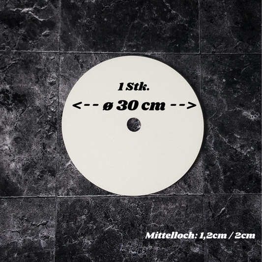 Tortenplatte ø 30 cm, 3mm Mittelloch, weiß, 1 Stück