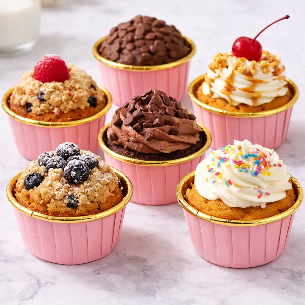 Pink/GOLD Cupcake / Muffin Backförmchen 50stk.