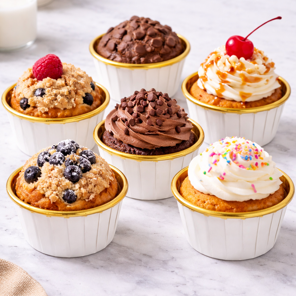 Weiß/GOLD Cupcake / Muffin Backförmchen 50stk.