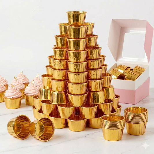 GOLD/GOLD Cupcake / Muffin Backförmchen 50stk.