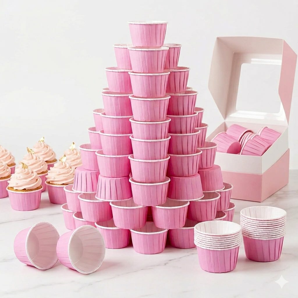 Pink/Weiß Cupcake / Muffin Backförmchen 50stk.