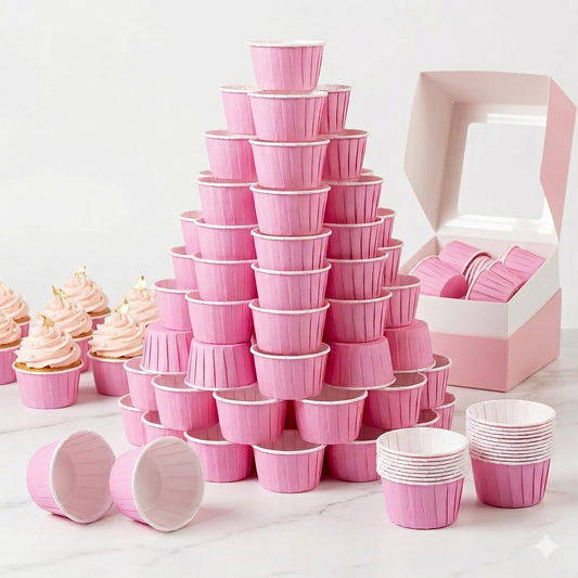 Pink/Weiß Cupcake / Muffin Backförmchen 50stk.