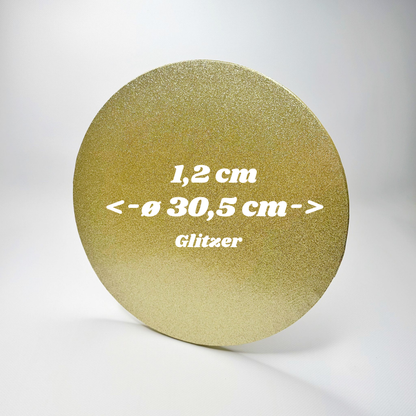 Tortenplatten ø 30.5 cm, 1.2cm, Gold/Glitzer, 1 Stück