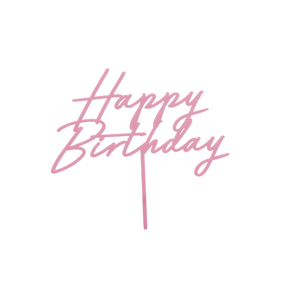 NEU! Acryl-Kuchentopper ''Happy Birthday'', hellrosa - 16.5 cm