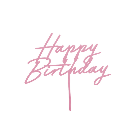 NEU! Acryl-Kuchentopper ''Happy Birthday'', hellrosa - 16.5 cm