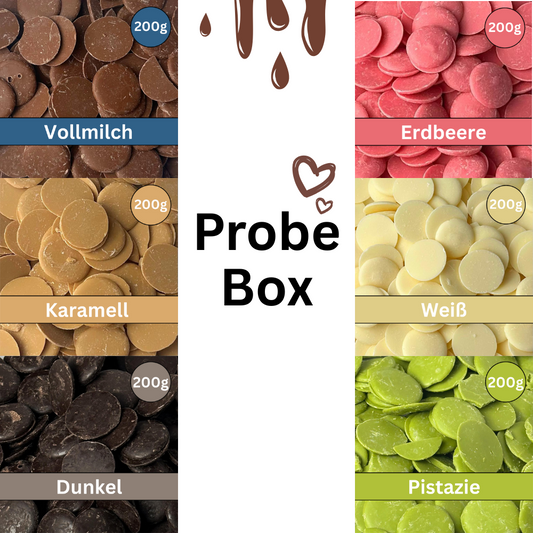 Probebox Schokoladenglasur alle Sorten jeweils 200g
