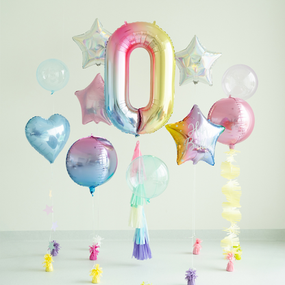 Folienballon Zahl ''0'', 86 cm Regenbogen