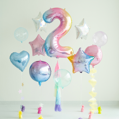 Folienballon Zahl ''2'', 86 cm Regenbogen