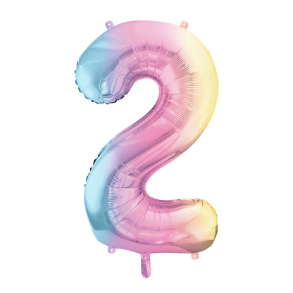 Folienballon Zahl ''2'', 86 cm Regenbogen