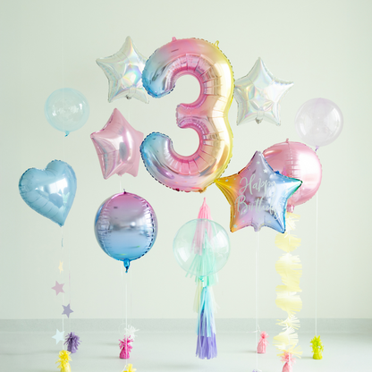 Folienballon Zahl ''3'', 86 cm Regenbogen