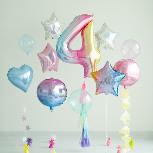 Folienballon Zahl ''4'', 86 cm Regenbogen