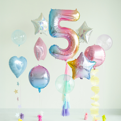 Folienballon Zahl ''5'', 86 cm Regenbogen