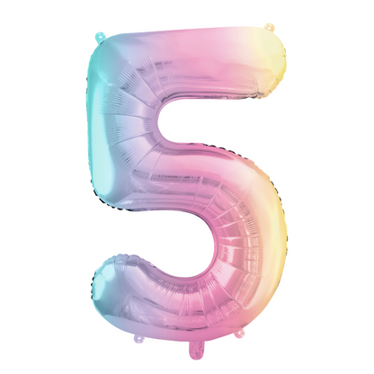 Folienballon Zahl ''5'', 86 cm Regenbogen