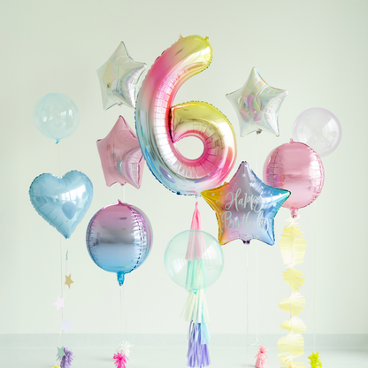Folienballon Zahl ''6'', 86 cm Regenbogen
