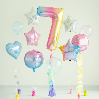 Folienballon Zahl ''7'', 86 cm Regenbogen