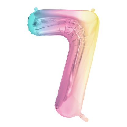 Folienballon Zahl ''7'', 86 cm Regenbogen