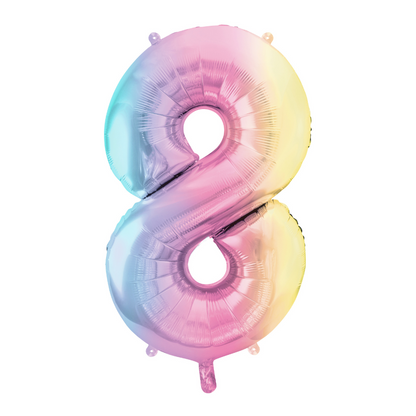 Folienballon Zahl ''8'', 86 cm Regenbogen