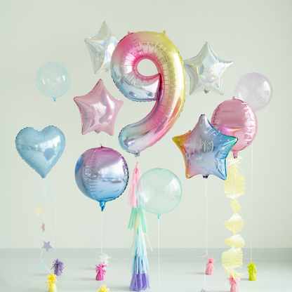 Folienballon Zahl ''9'', 86 cm Regenbogen
