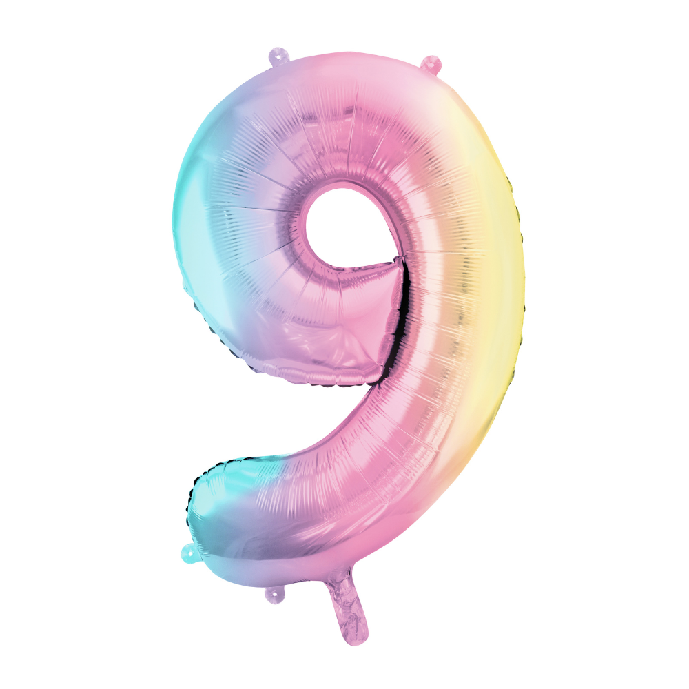 Folienballon Zahl ''9'', 86 cm Regenbogen