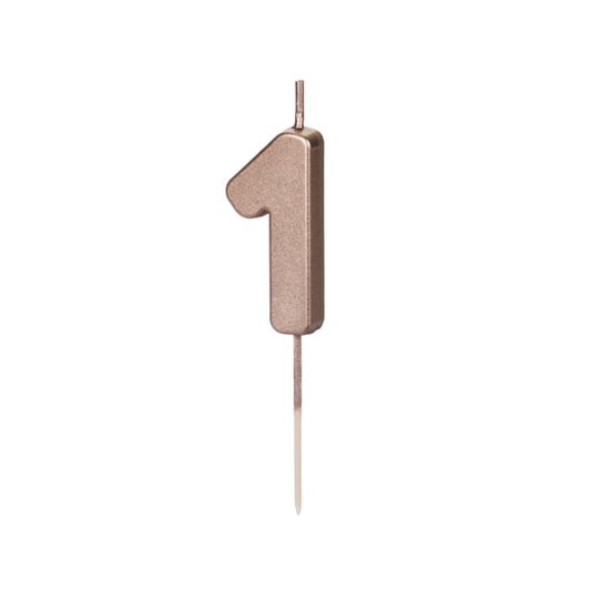 Geburtstagskerze Ziffer 1, 4.5 cm, Roségold - 1Stk.