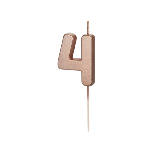 Geburtstagskerze Ziffer 4, 4.5 cm, Roségold - 1Stk.