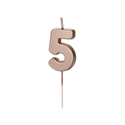 Geburtstagskerze Ziffer 5, 4.5 cm, Roségold - 1Stk.