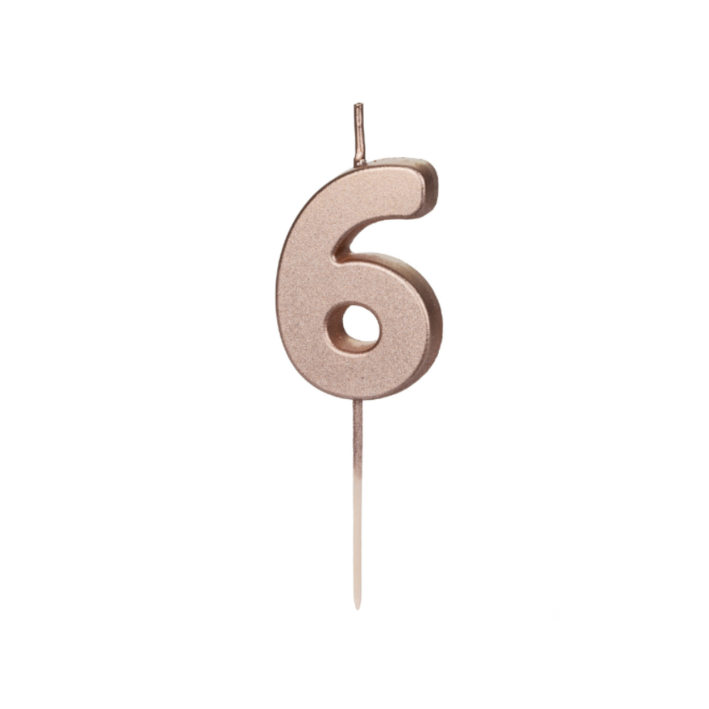 Geburtstagskerze Ziffer 6, 4.5 cm, Roségold - 1Stk.